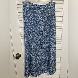 Long blue flowered skirt